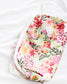 Crossbody bright fun color floral white belt bag two zippers