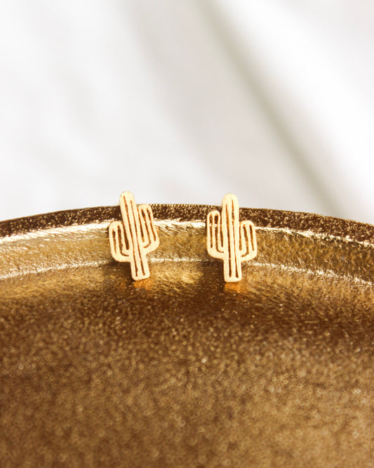 Mini gold cactus earrings