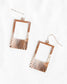 Silver earrings hollow rectangle with upside down sunrise on the bottom 