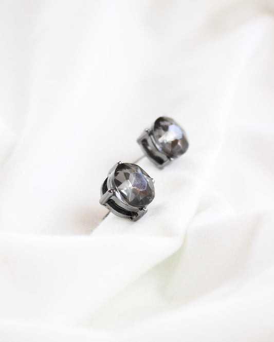 Small simple black gem stone earrings