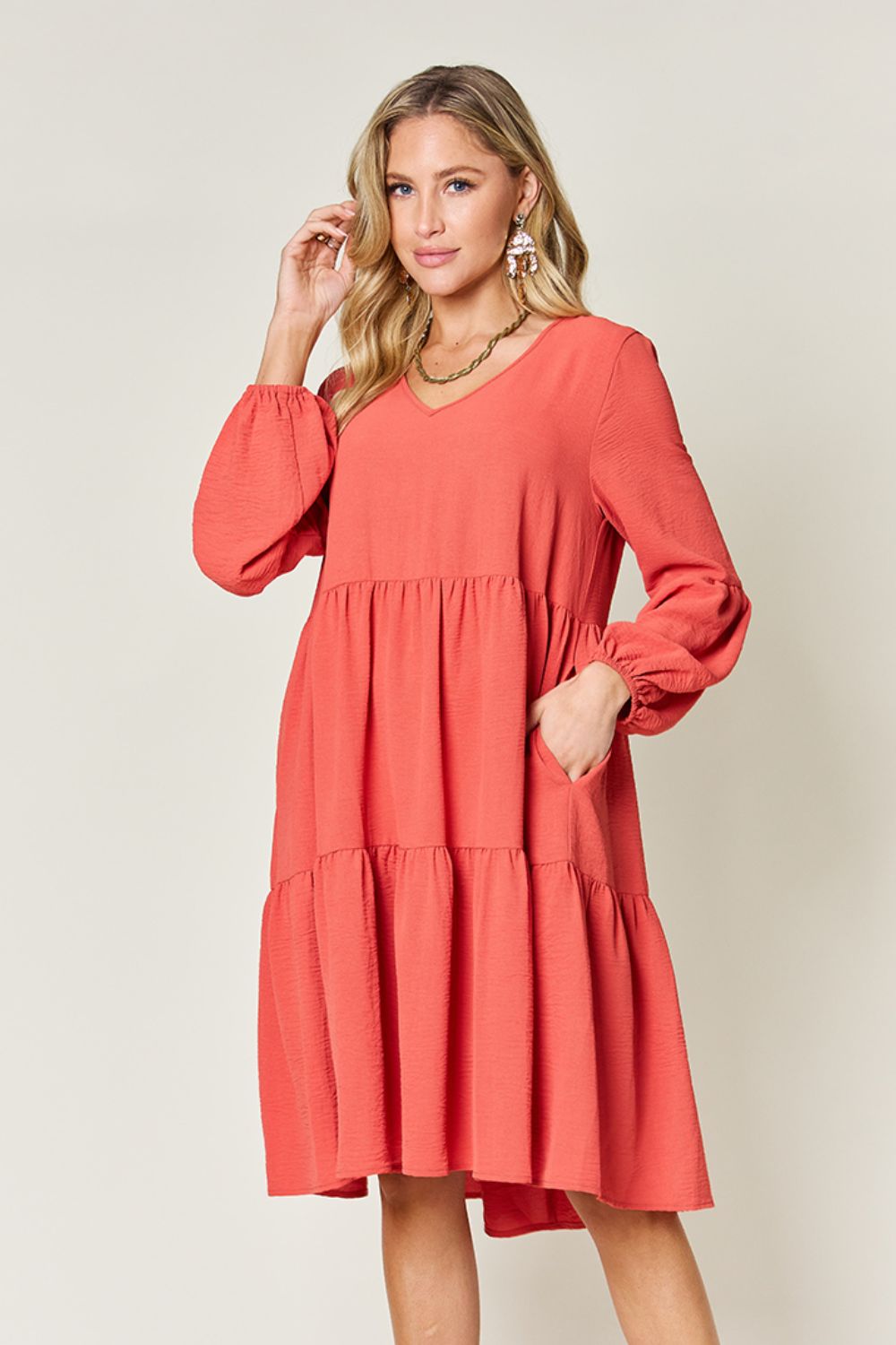 Balloon Sleeve Tiered Dress - All Sizes