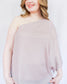 Shimmery lilac purple one-shoulder blouse top flowy design full length top