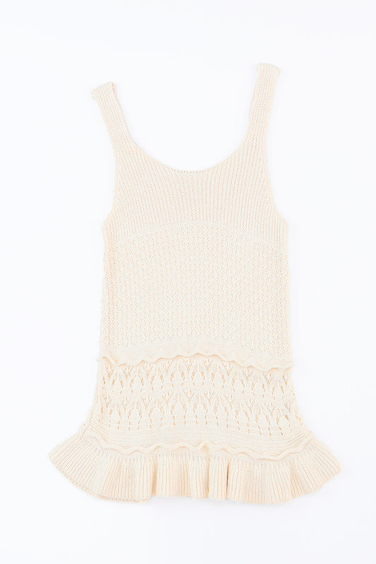 Ruffled Openwork Wide Strap Tank - All Sizes