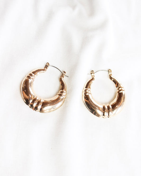 Classic gold hoops with stripe texture