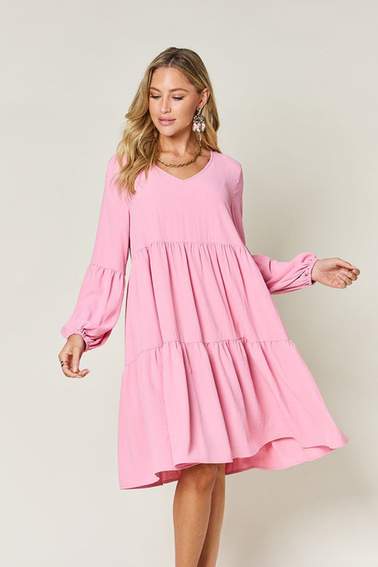Balloon Sleeve Tiered Dress - All Sizes