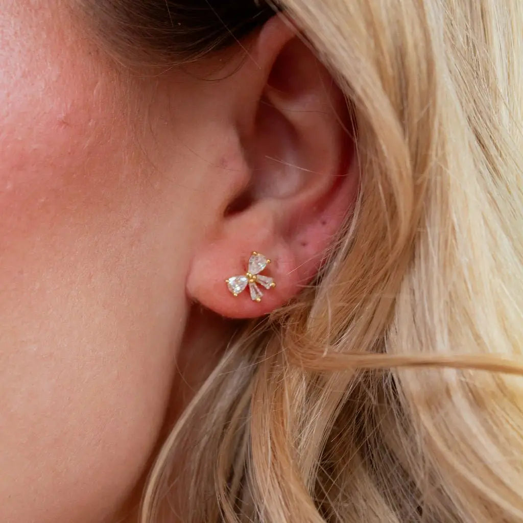 Delicate Crystal Bow Studs
