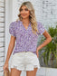 Double Take Floral Notched Neck Blouse - All Sizes