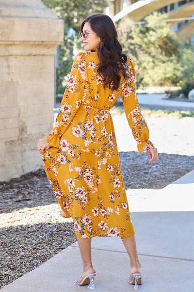 Floral Tie Back Flounce Sleeve Dress - All Sizes