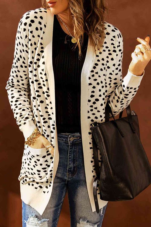 Printed Long Sleeve Cardigan with Pocket - All Sizes