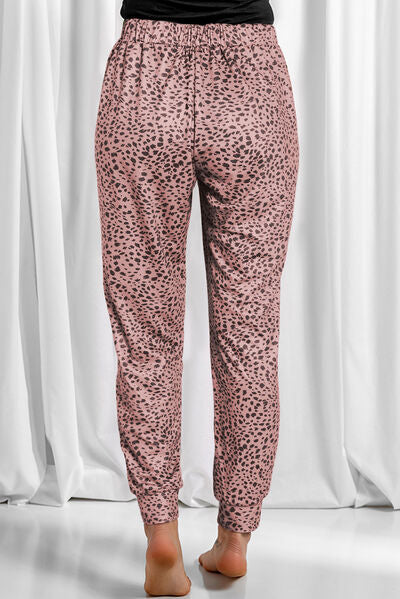 Leopard Drawstring Pocketed Pants - All Sizes