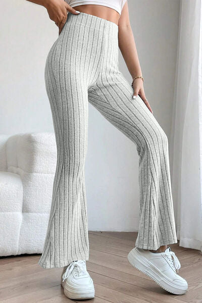 Ribbed High Waist Flare Pants - All Sizes