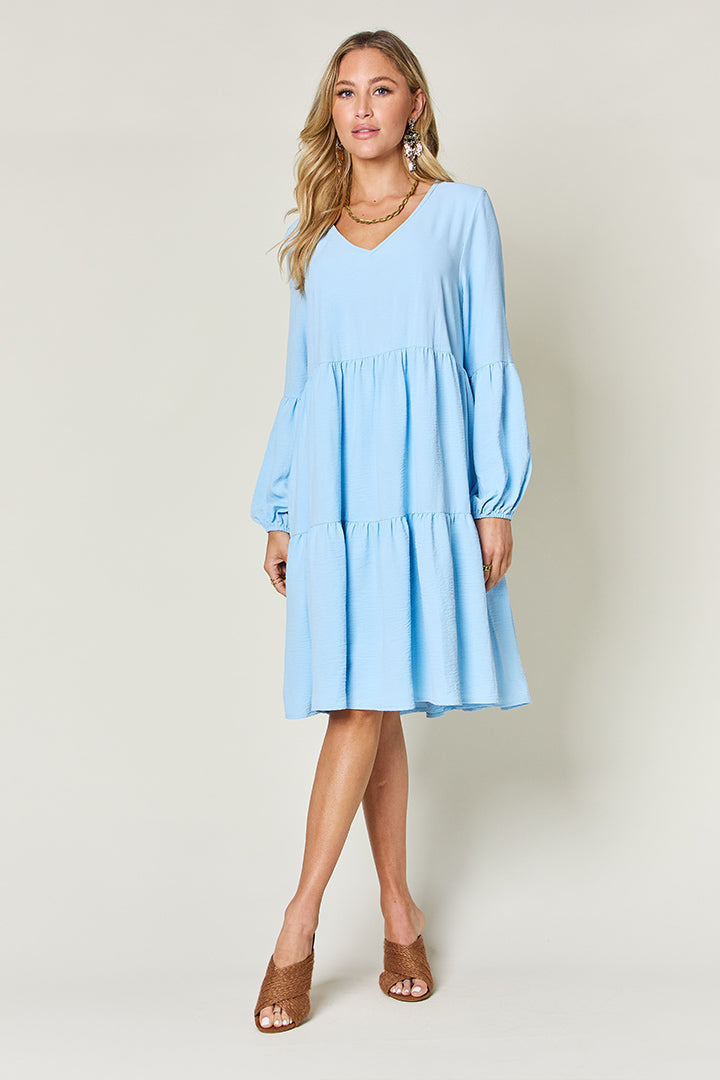 Balloon Sleeve Tiered Dress - All Sizes