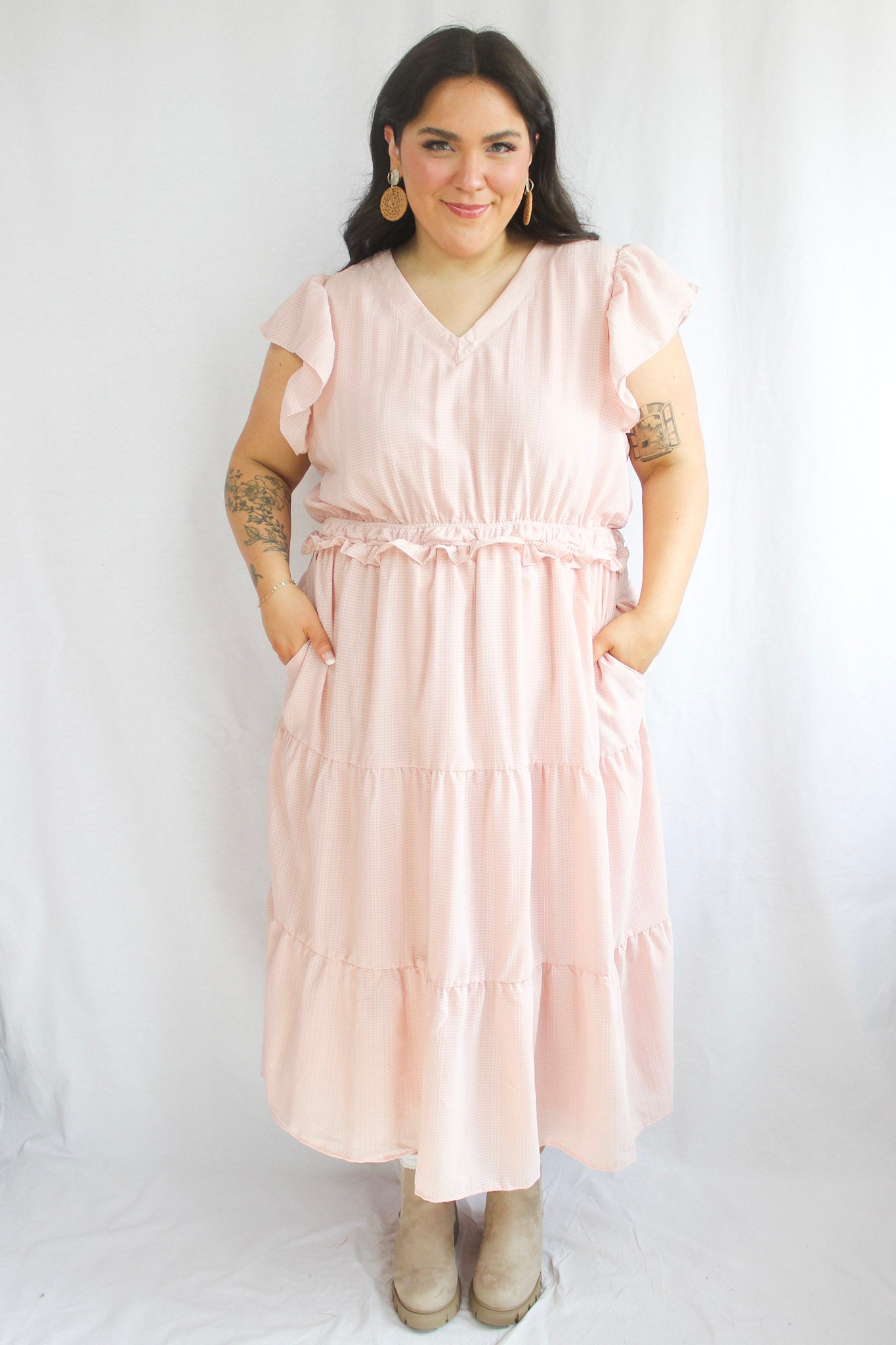 Happy Blooms Ruffle Blush Dress