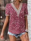 Printed V-Neck Short Sleeve Blouse - All Sizes