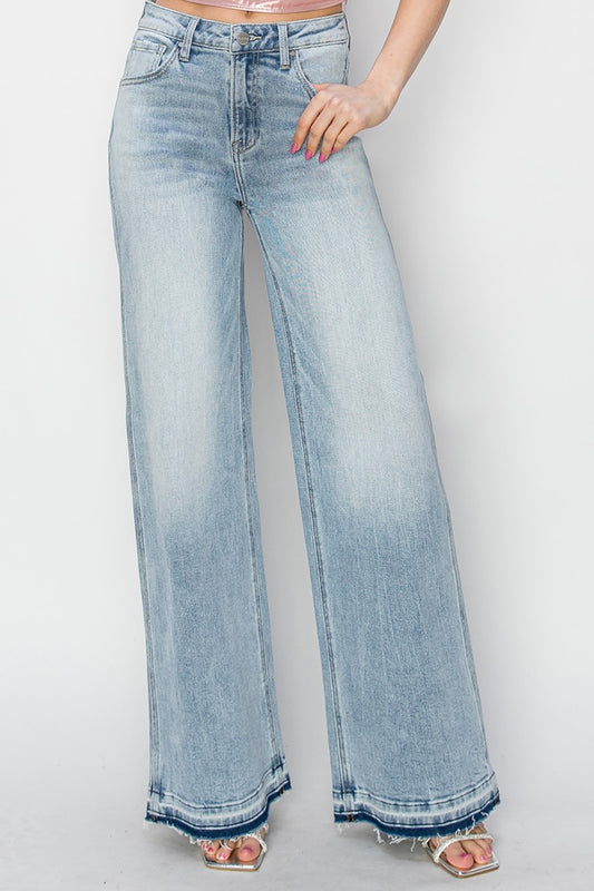 Risen High Rise Wide Leg Jeans - All Sizes