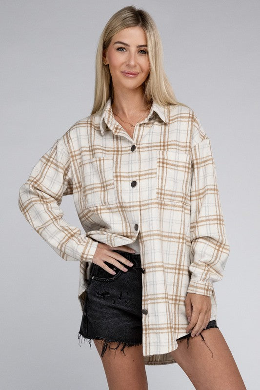 Beige Plaid Shacket - All Sizes