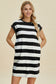 Basic Bae Full Size Striped Round Neck Cap Sleeve Mini Dress