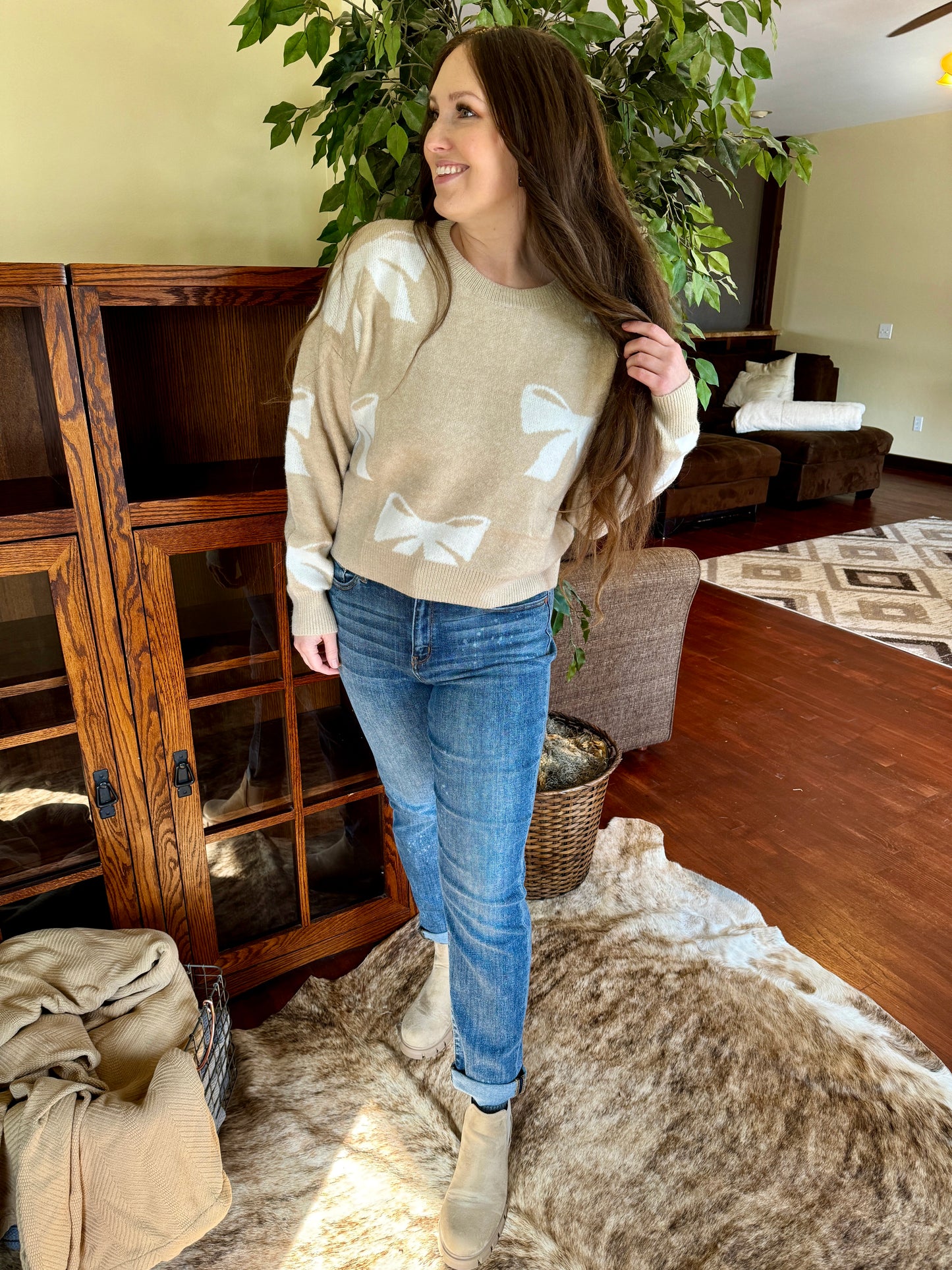 Oat and Cream Bow Sweater