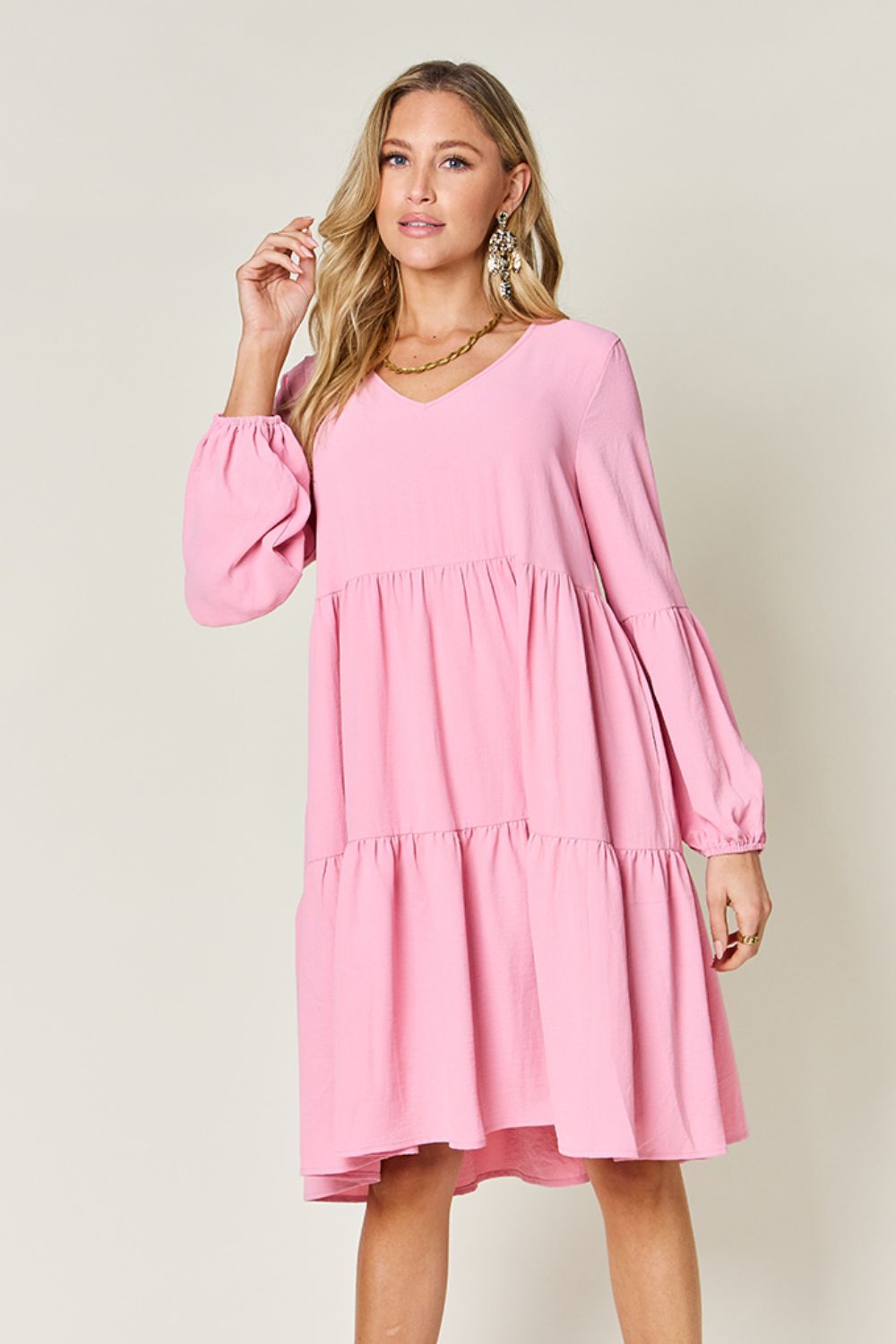 Balloon Sleeve Tiered Dress - All Sizes