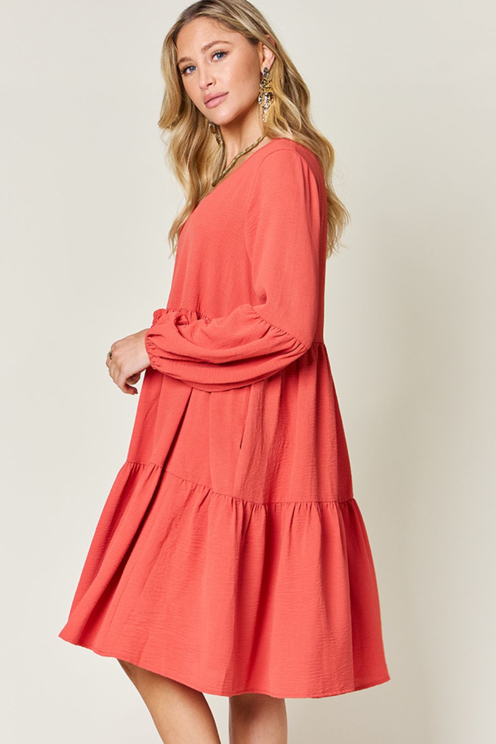 Balloon Sleeve Tiered Dress - All Sizes