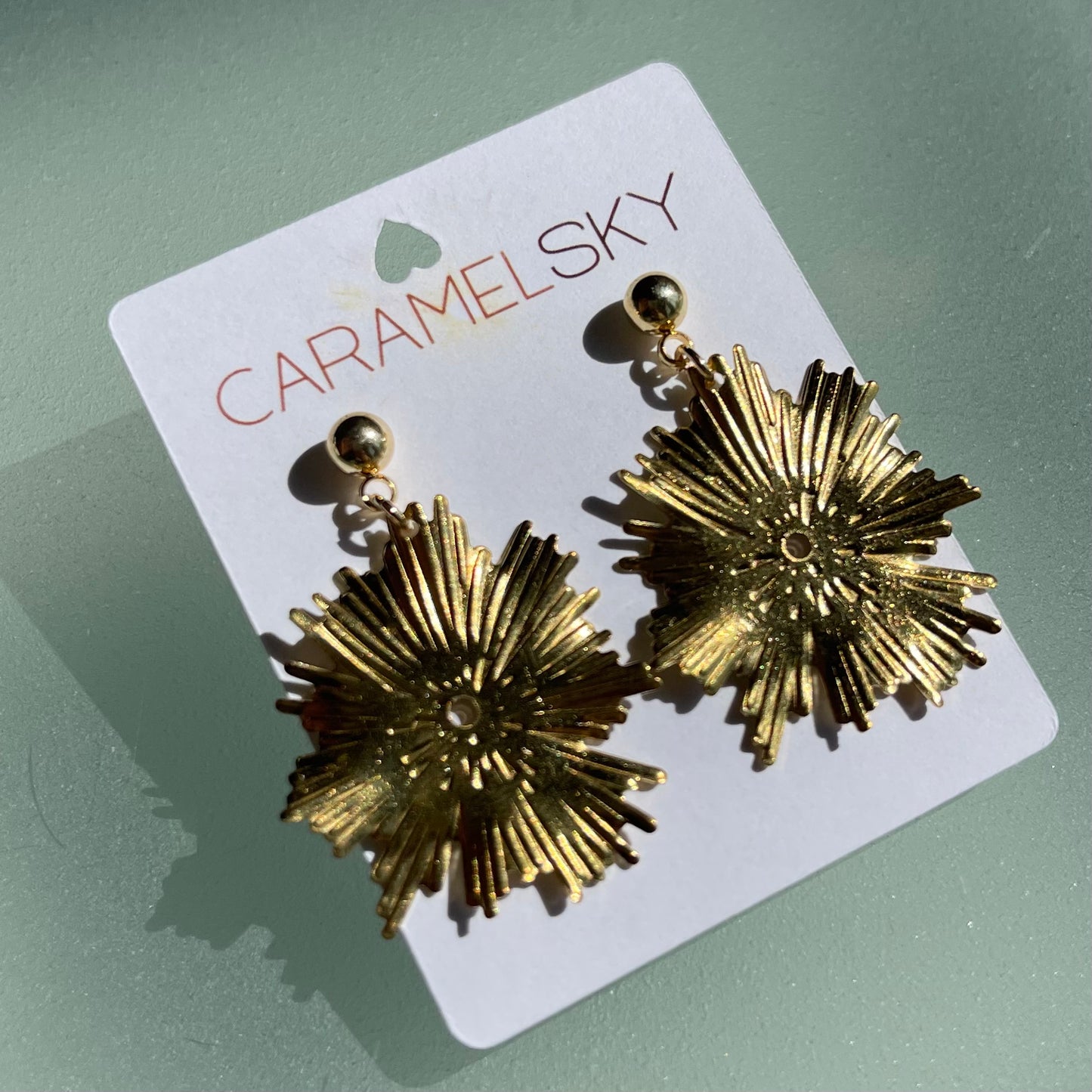 Brass Flower Starburst Statement Earrings