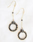 Hematite Rhinestone Studded Hoop Dangle Gold Chain Earrings