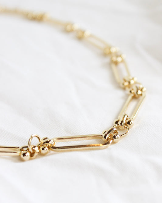 Intricate Long Oval Gold Chain Link Necklace