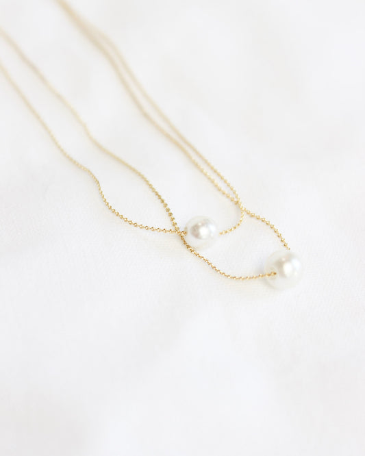 Layered Mixed Dainty Gold Chains Pearl Charm Necklace