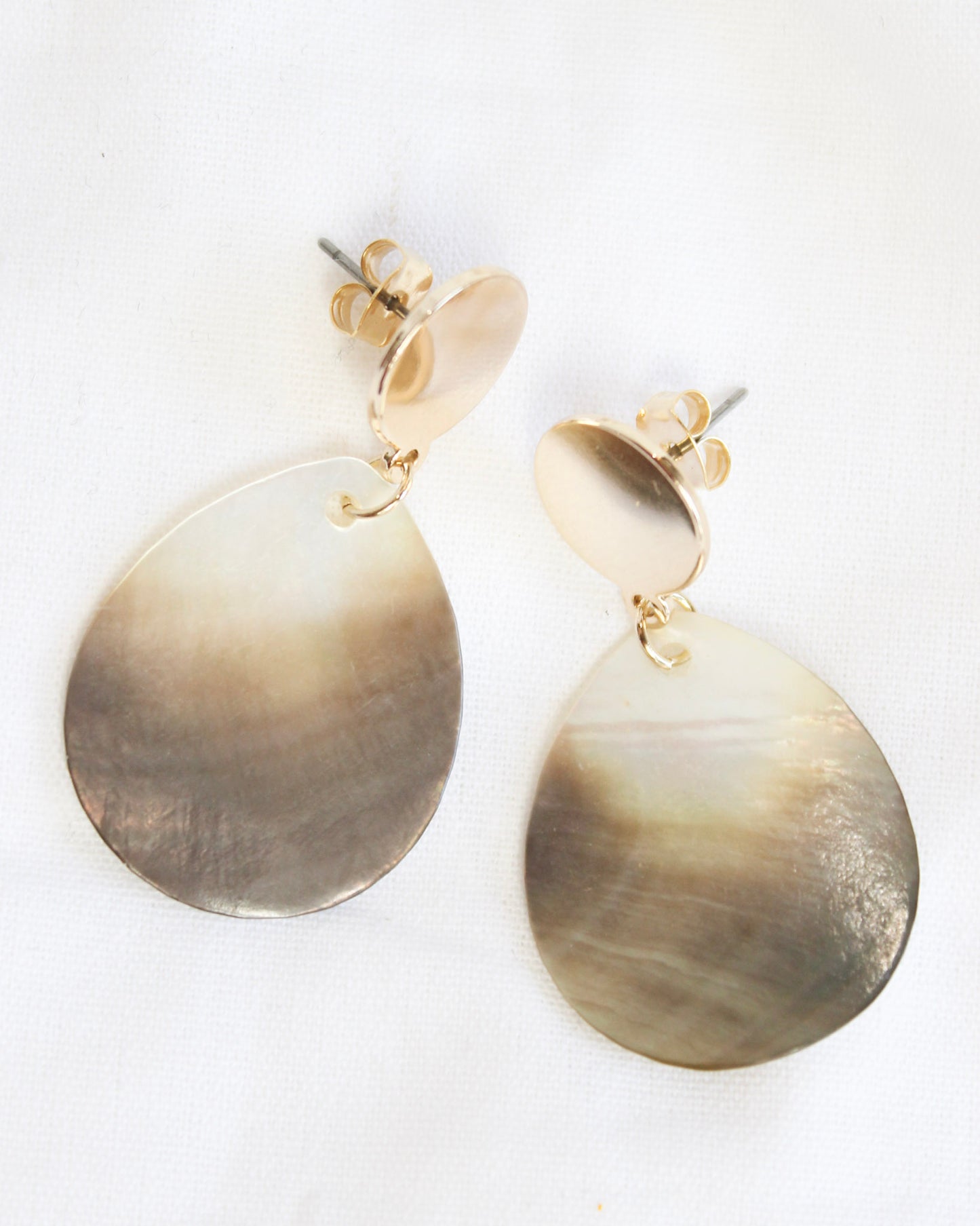 Mother of Pearl Black Teardrop Gold Earrings