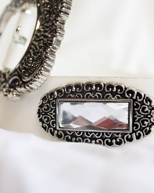 Western Style Embroidered Buckle Faux Leather Belt