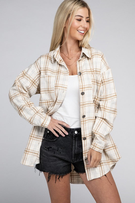 Beige Plaid Shacket - All Sizes