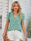 Double Take Floral Notched Neck Blouse - All Sizes