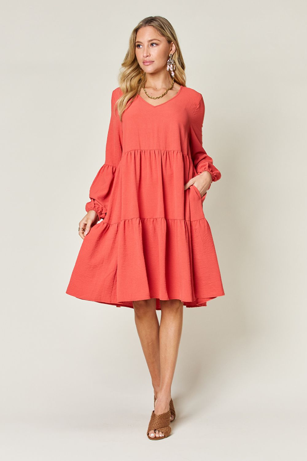 Balloon Sleeve Tiered Dress - All Sizes