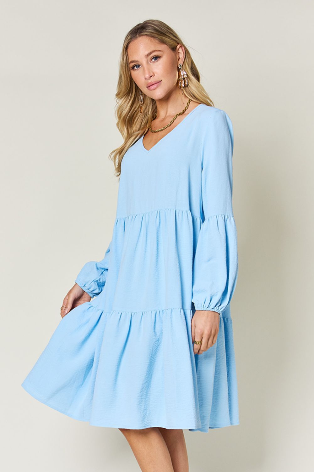 Balloon Sleeve Tiered Dress - All Sizes