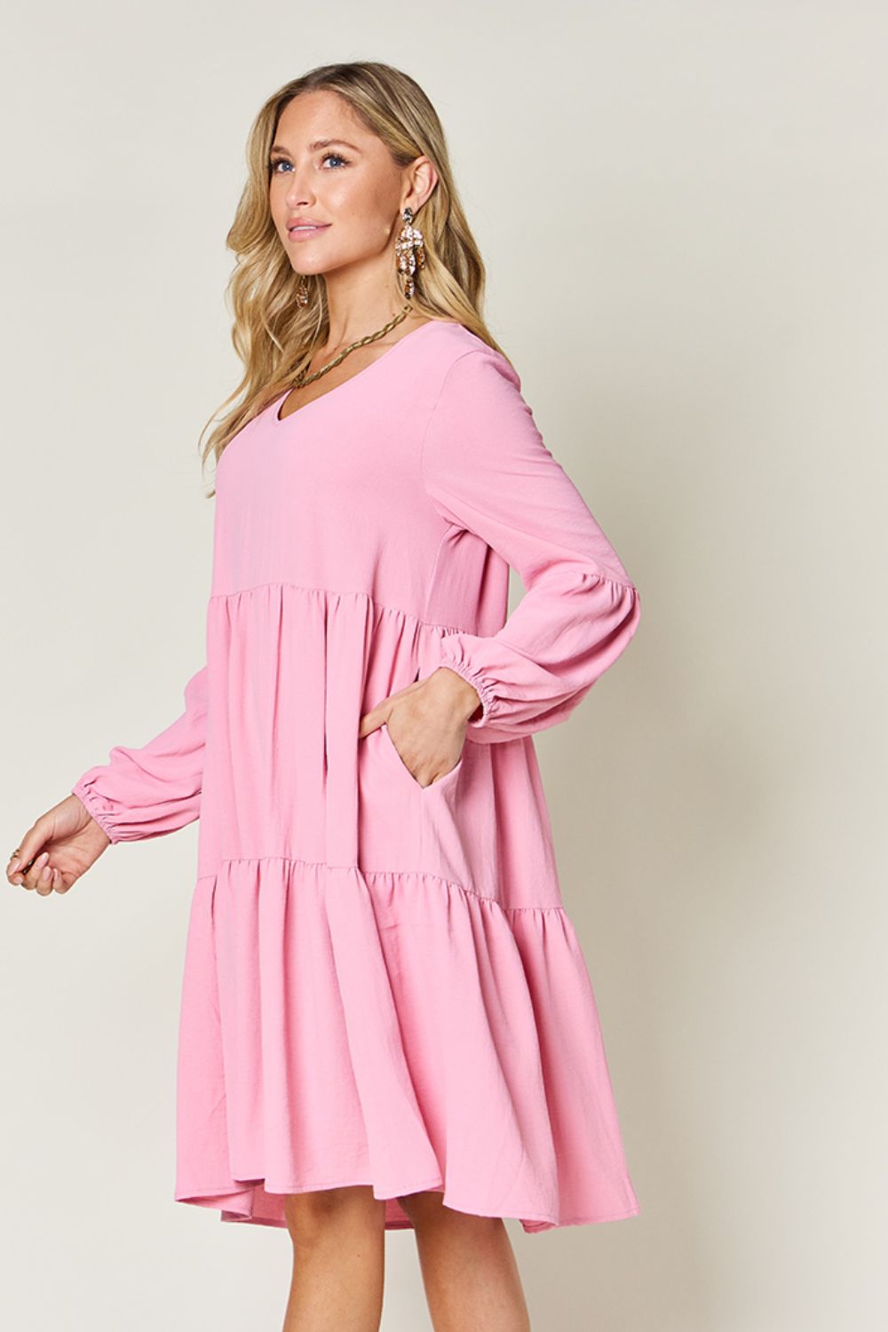 Balloon Sleeve Tiered Dress - All Sizes