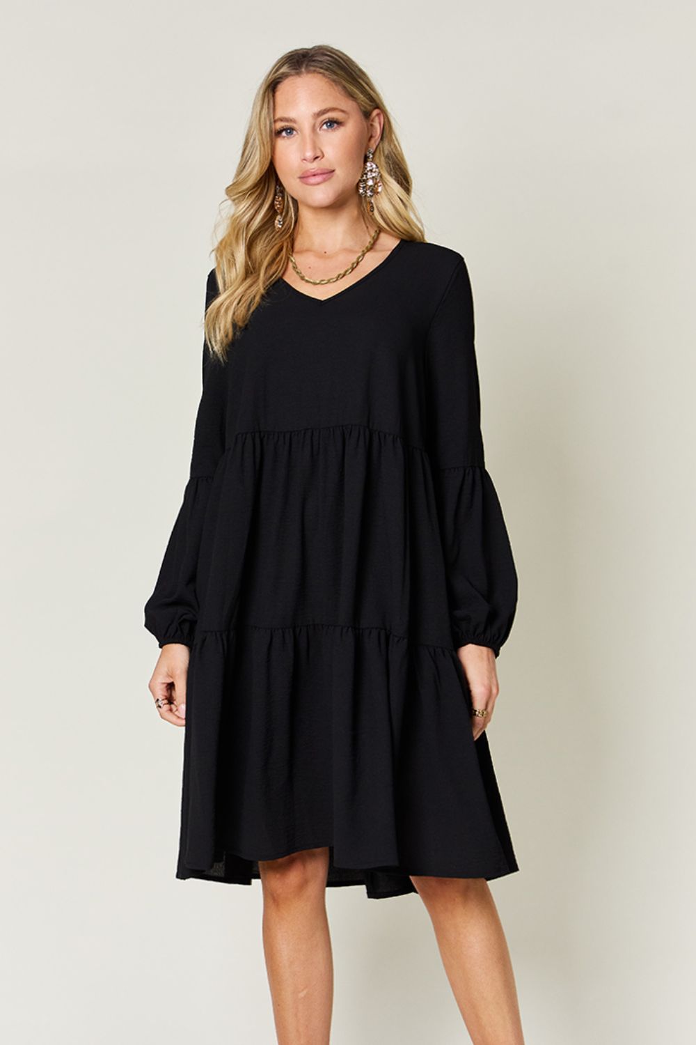 Balloon Sleeve Tiered Dress - All Sizes