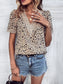 Printed V-Neck Short Sleeve Blouse - All Sizes