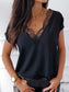 Lace Detail V-Neck Short Sleeve Blouse - All Sizes