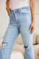 RFM Tummy Control High Waist Raw Hem Distressed Jeans