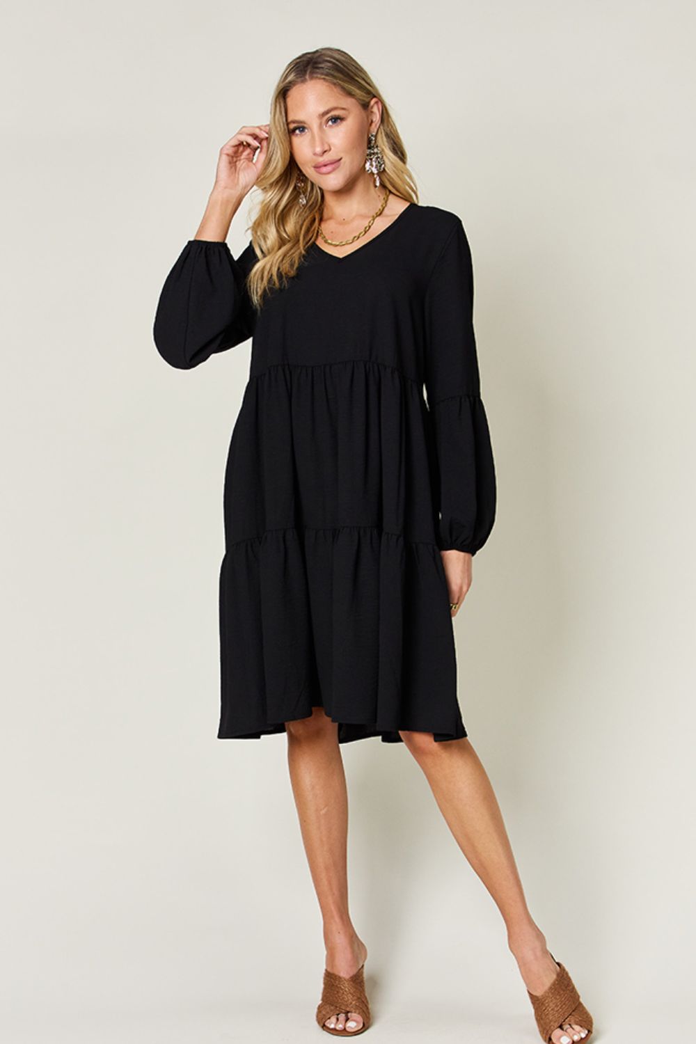 Balloon Sleeve Tiered Dress - All Sizes