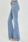 Risen High Rise Frayed Hem Flare Jeans - All Sizes