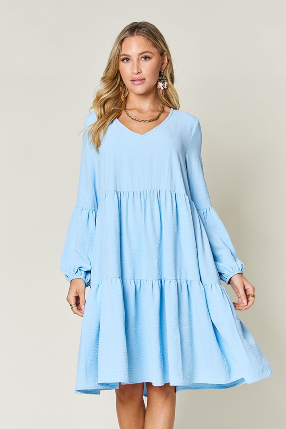 Balloon Sleeve Tiered Dress - All Sizes