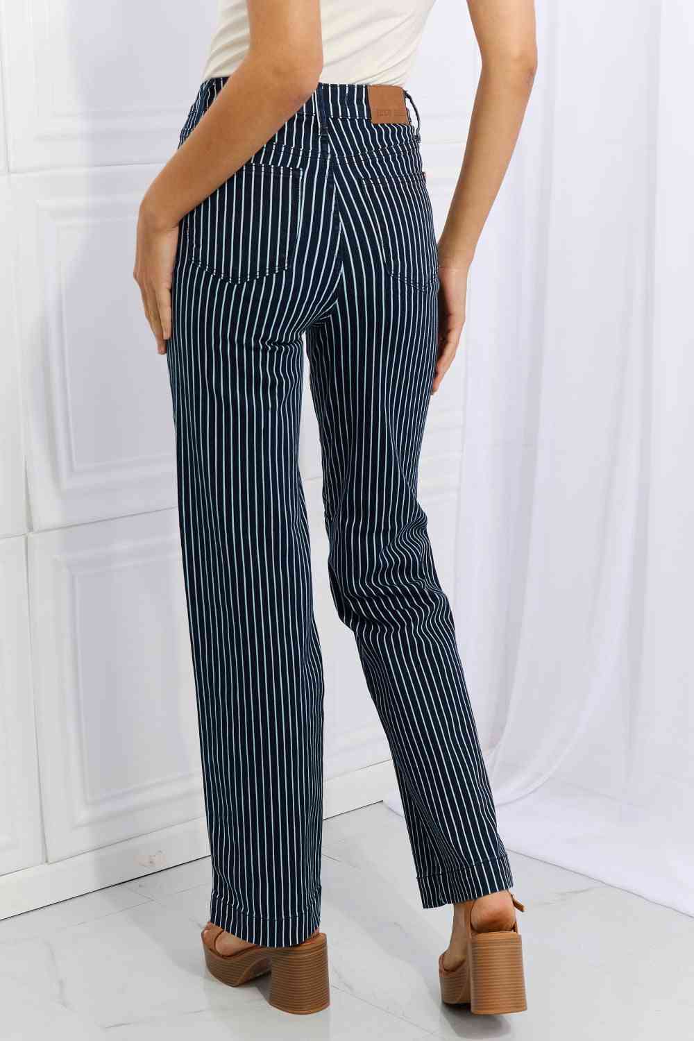 Judy Blue Cassidy High Waisted Tummy Control Striped Straight Jeans