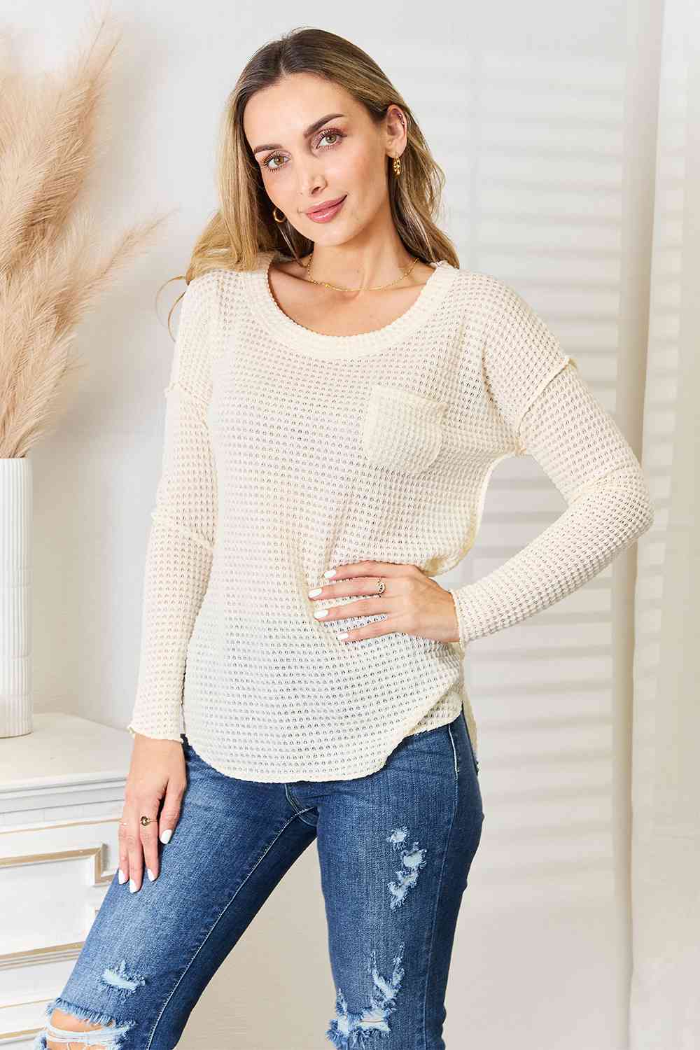 Scoop Neck Patch Pocket Top - All Sizes