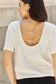 Criss Cross Pearl Detail Open Back T-Shirt - All Sizes