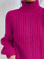 Turtleneck Rib-Knit Slit Sweater - All Sizes