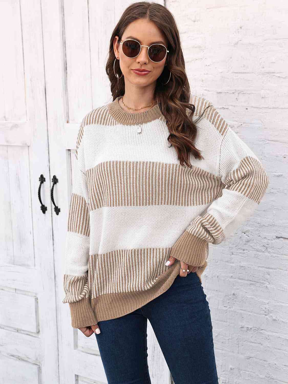 Round Neck Drop Shoulder Sweater - All Sizes