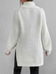 Turtleneck Rib-Knit Slit Sweater - All Sizes