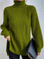 Turtleneck Rib-Knit Slit Sweater - All Sizes