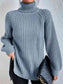 Turtleneck Rib-Knit Slit Sweater - All Sizes